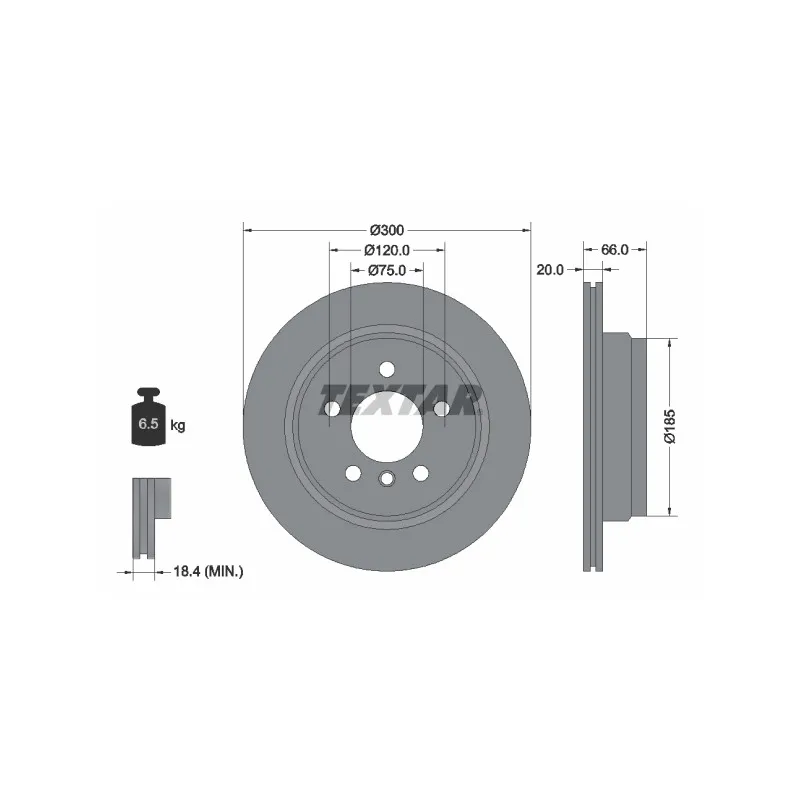 Jeu de 2 disques de frein arrière TEXTAR 92239703