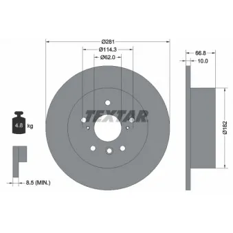 Jeu de 2 disques de frein arrière TEXTAR 92240203