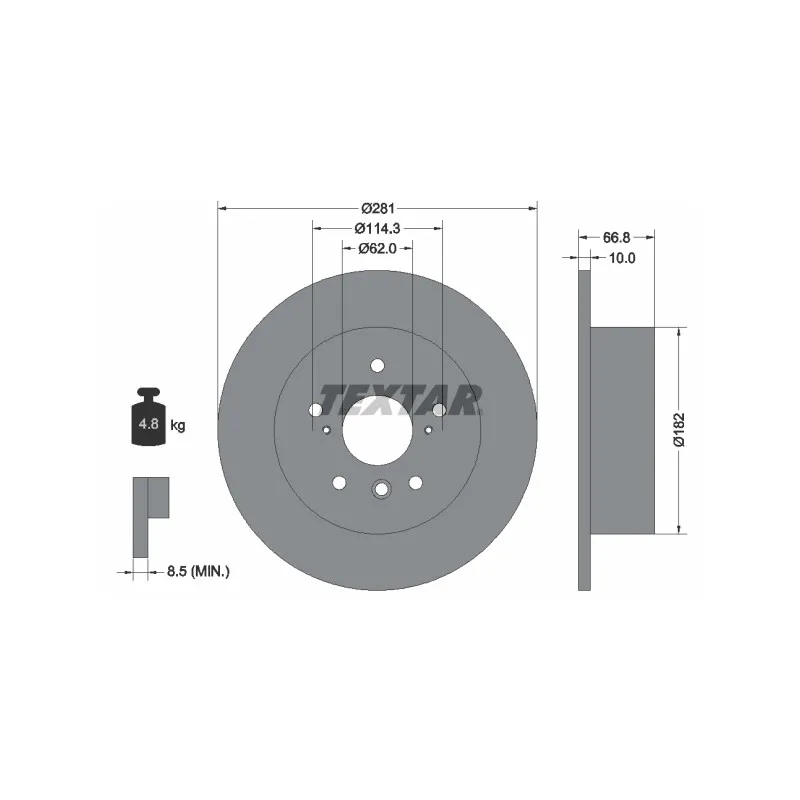 Jeu de 2 disques de frein arrière TEXTAR 92240203