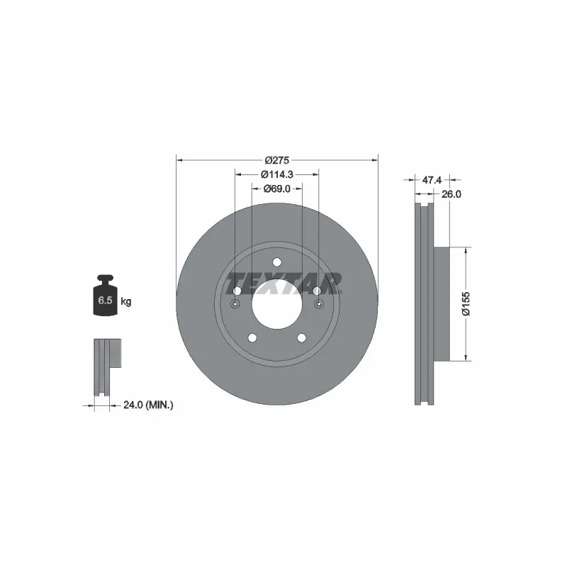 Jeu de 2 disques de frein avant TEXTAR 92240703