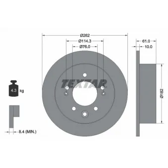 Jeu de 2 disques de frein arrière TEXTAR 92240803