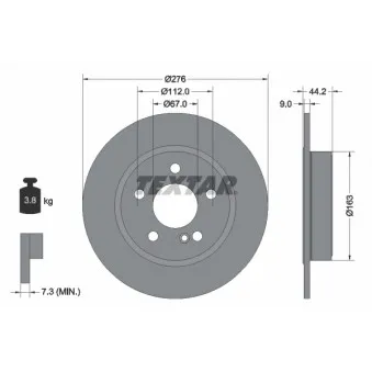 Jeu de 2 disques de frein arrière TEXTAR 92241303