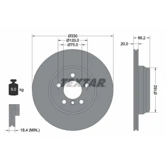 Jeu de 2 disques de frein arrière TEXTAR 92241903
