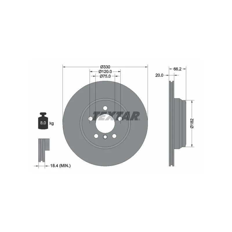 Jeu de 2 disques de frein arrière TEXTAR 92241903