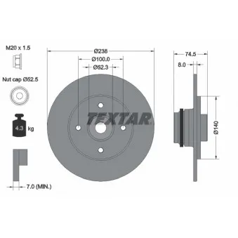 Jeu de 2 disques de frein arrière TEXTAR 92242103