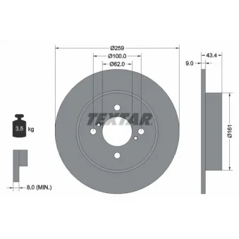 Jeu de 2 disques de frein arrière TEXTAR 92242303