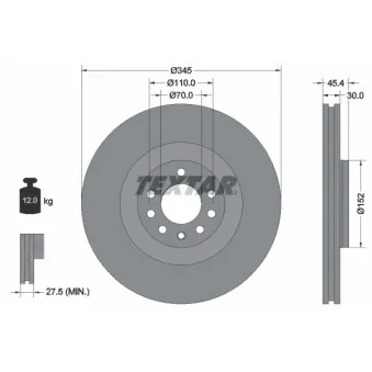 Jeu de 2 disques de frein avant TEXTAR 92242403