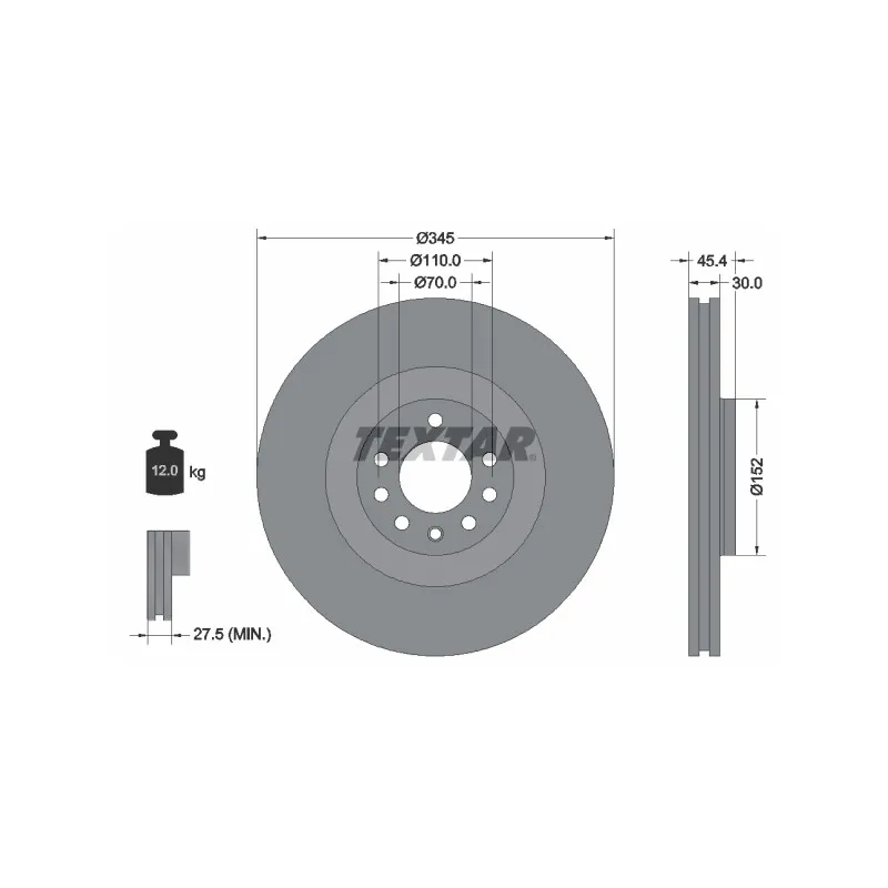 Jeu de 2 disques de frein avant TEXTAR 92242403