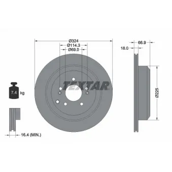 Jeu de 2 disques de frein arrière TEXTAR 92242603