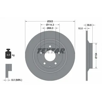 Jeu de 2 disques de frein arrière TEXTAR 92242703
