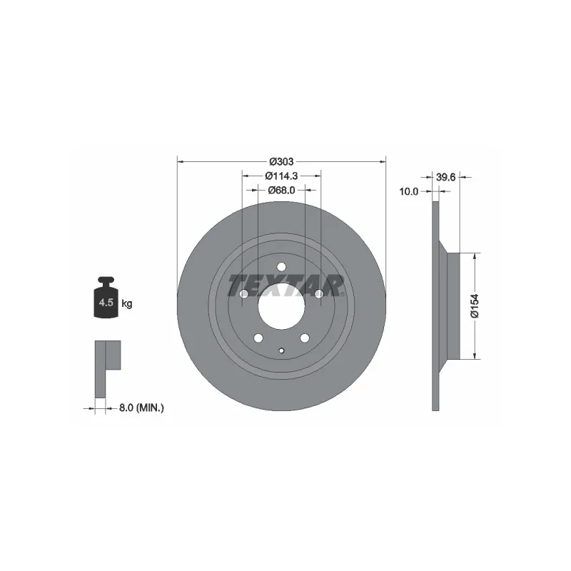 Jeu de 2 disques de frein arrière TEXTAR 92242703