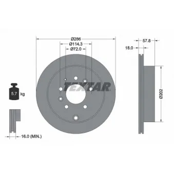 Jeu de 2 disques de frein arrière TEXTAR 92242803