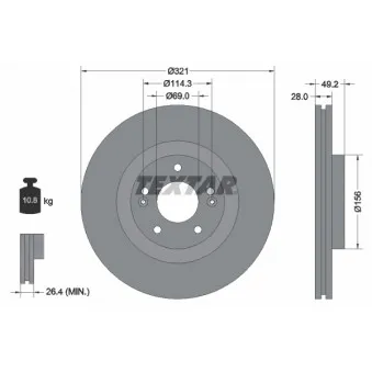 Jeu de 2 disques de frein avant TEXTAR 92242903