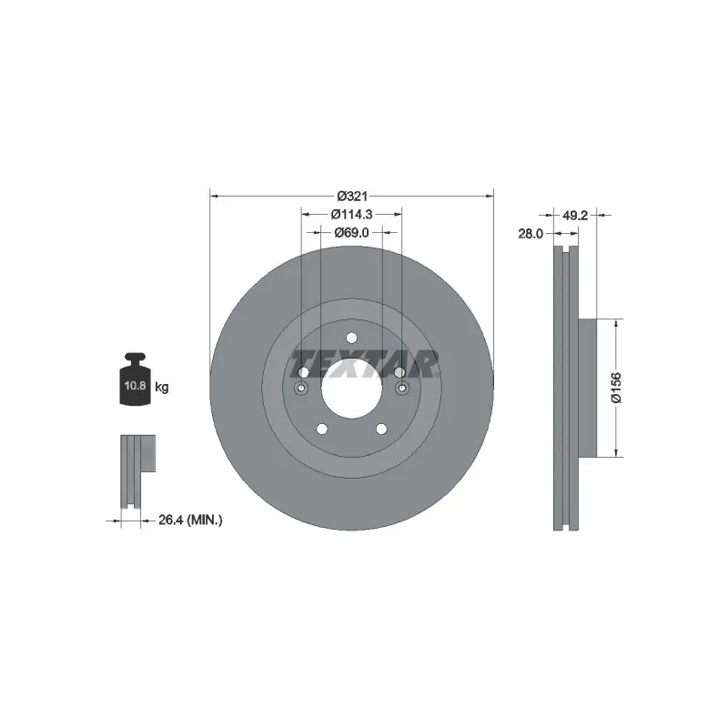 Jeu de 2 disques de frein avant TEXTAR 92242903