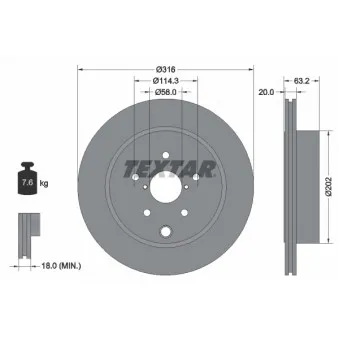 Jeu de 2 disques de frein arrière TEXTAR 92243703
