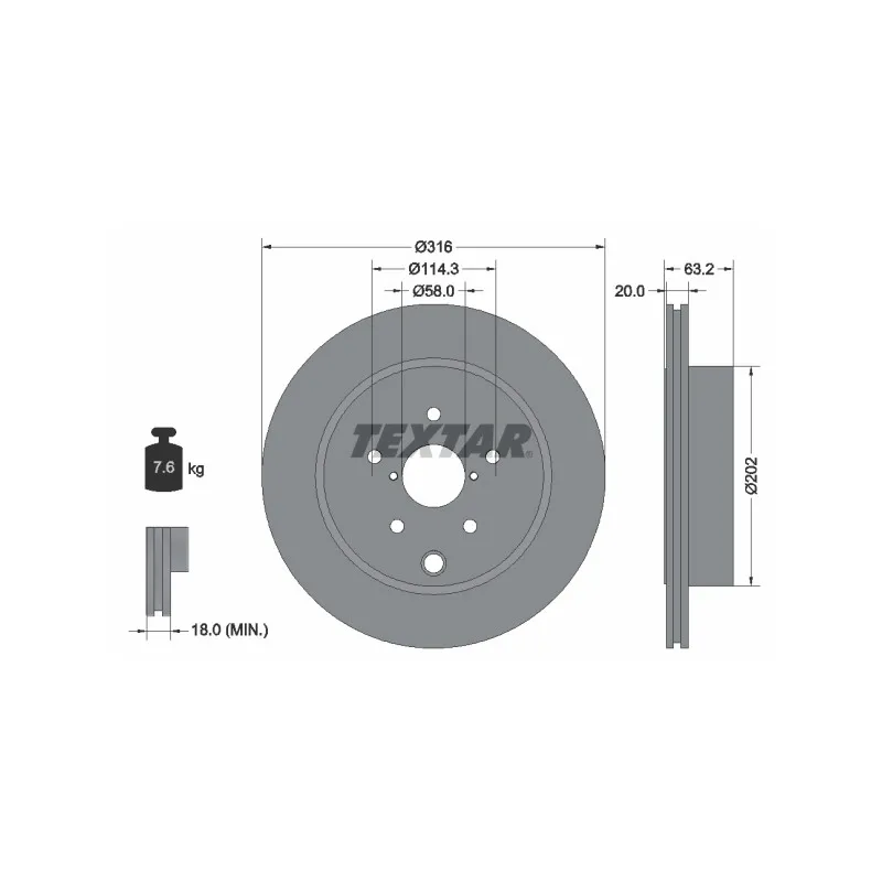 Jeu de 2 disques de frein arrière TEXTAR 92243703