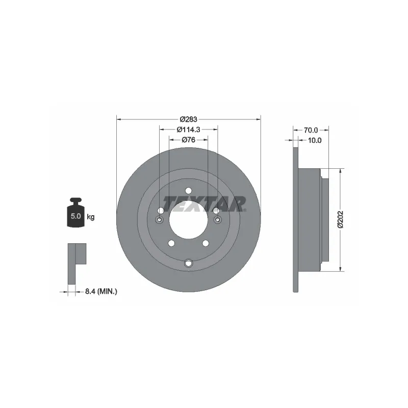 Jeu de 2 disques de frein arrière TEXTAR 92244403