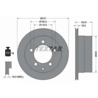 Jeu de 2 disques de frein arrière TEXTAR 92249403