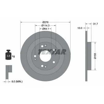 Jeu de 2 disques de frein arrière TEXTAR 92252603