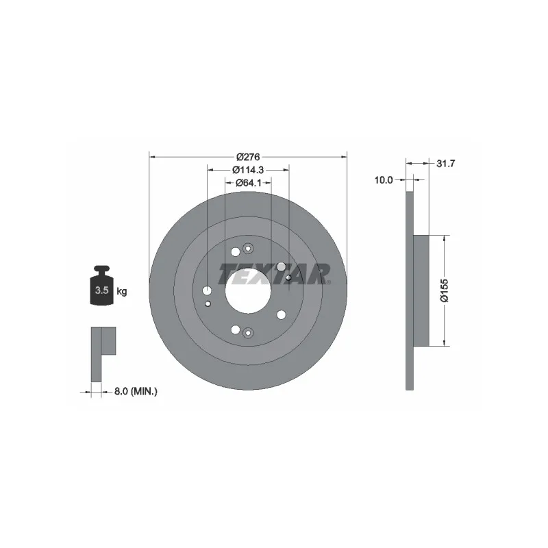 Jeu de 2 disques de frein arrière TEXTAR 92252603