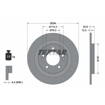 Jeu de 2 disques de frein arrière TEXTAR 92252703