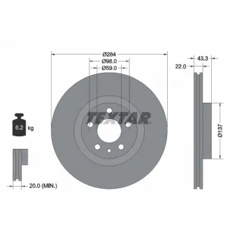 Jeu de 2 disques de frein avant TEXTAR 92252803