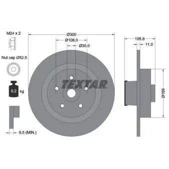 Jeu de 2 disques de frein arrière TEXTAR 92252903