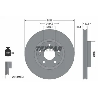 Jeu de 2 disques de frein avant TEXTAR 92253603