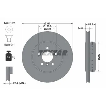 Jeu de 2 disques de frein arrière TEXTAR 92253925