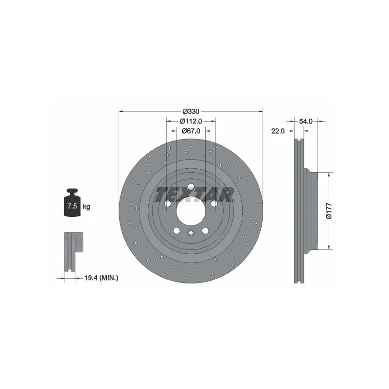 Jeu de 2 disques de frein arrière TEXTAR 92254505