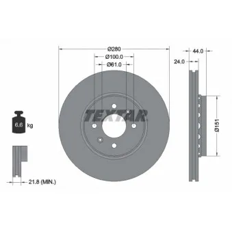 Jeu de 2 disques de frein avant TEXTAR 92254603