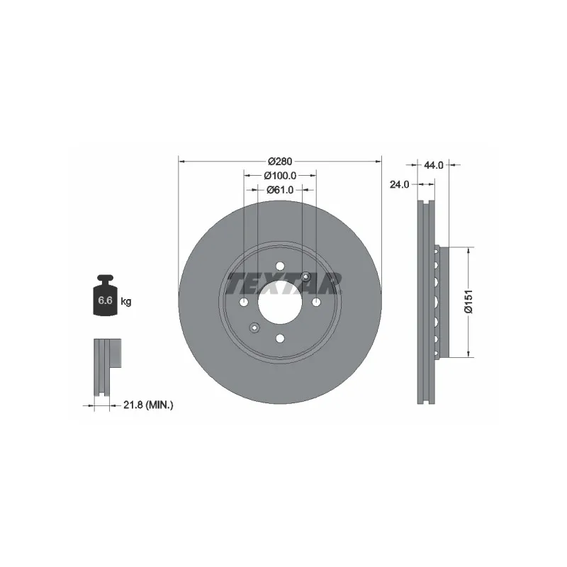 Jeu de 2 disques de frein avant TEXTAR 92254603