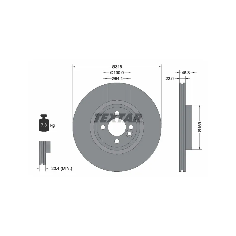 Jeu de 2 disques de frein avant TEXTAR 92255003
