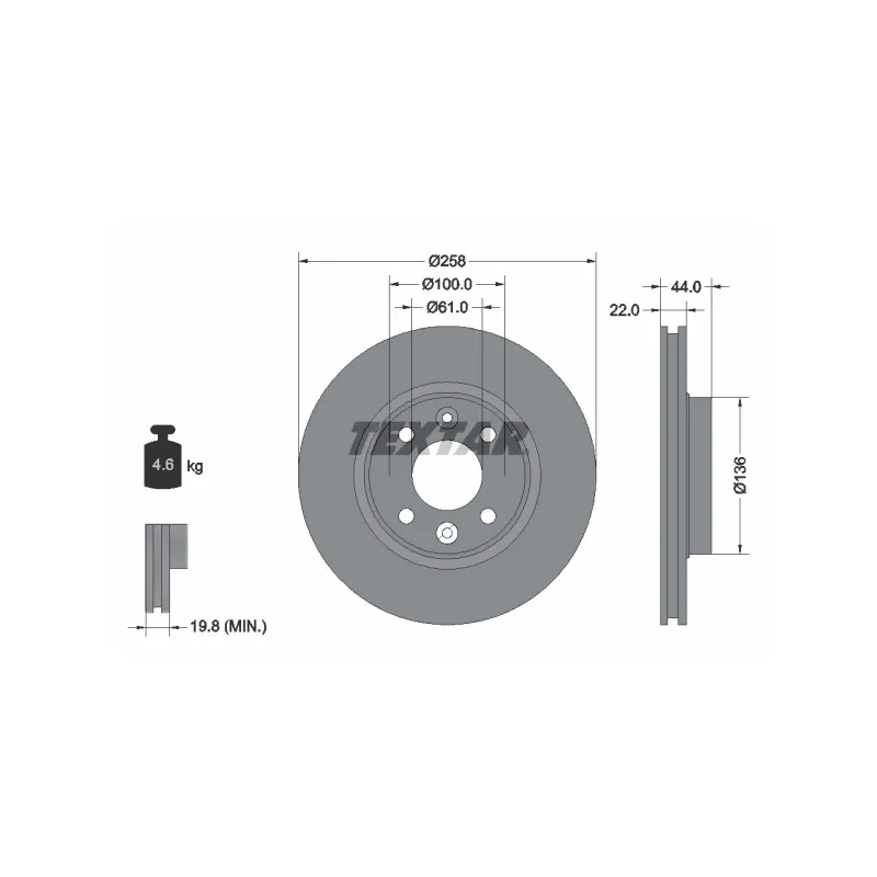 Jeu de 2 disques de frein avant TEXTAR 92255203