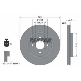Jeu de 2 disques de frein avant TEXTAR 92255303