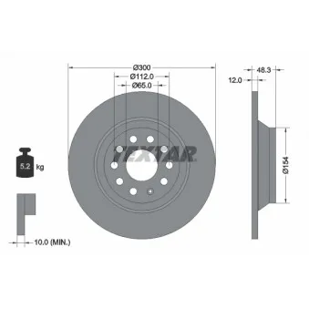 Jeu de 2 disques de frein arrière TEXTAR 92255403