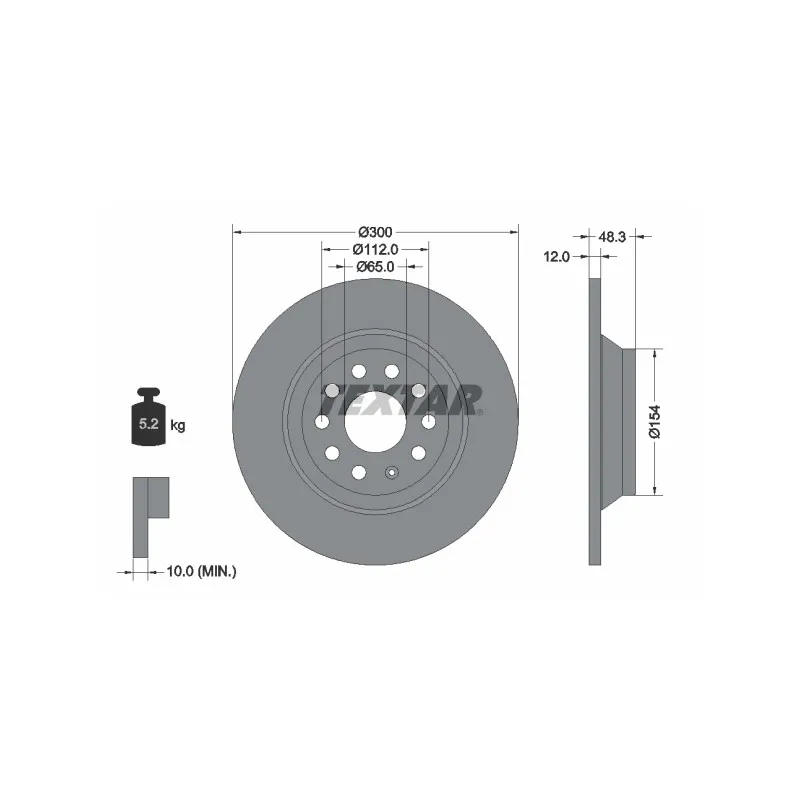 Jeu de 2 disques de frein arrière TEXTAR 92255403