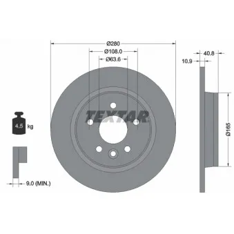 Jeu de 2 disques de frein arrière TEXTAR 92255603