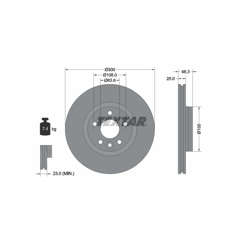 Jeu de 2 disques de frein avant TEXTAR 92255703