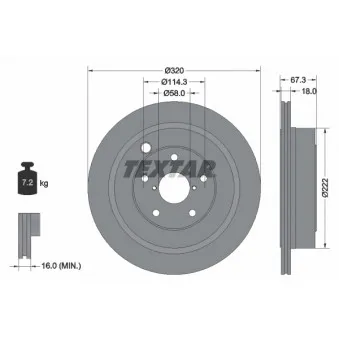 Jeu de 2 disques de frein arrière TEXTAR 92255903
