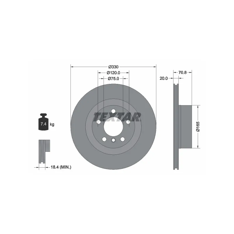 Jeu de 2 disques de frein arrière TEXTAR 92256303