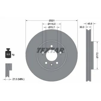 Jeu de 2 disques de frein avant TEXTAR 92256803