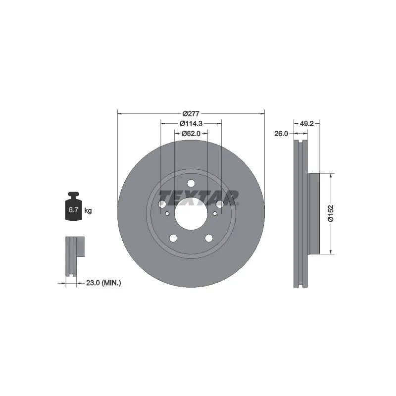 Jeu de 2 disques de frein avant TEXTAR 92257703