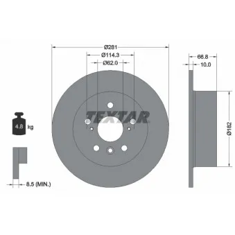 Jeu de 2 disques de frein arrière TEXTAR 92257803