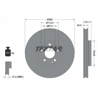 Jeu de 2 disques de frein avant TEXTAR 92258003