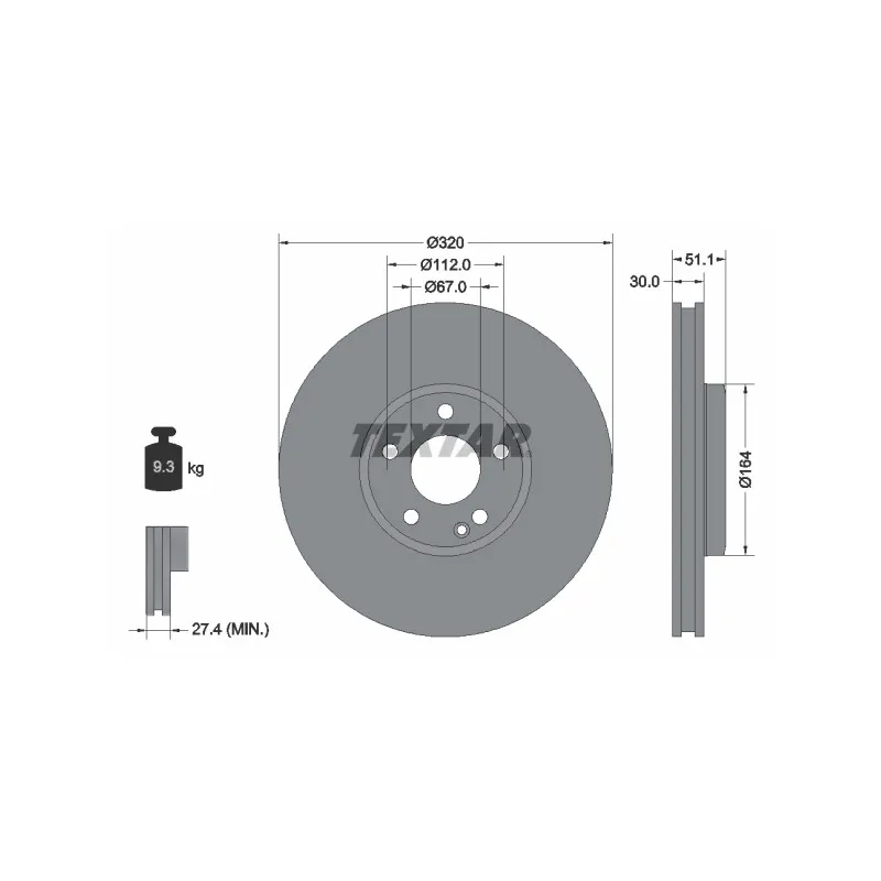 Jeu de 2 disques de frein avant TEXTAR 92258003