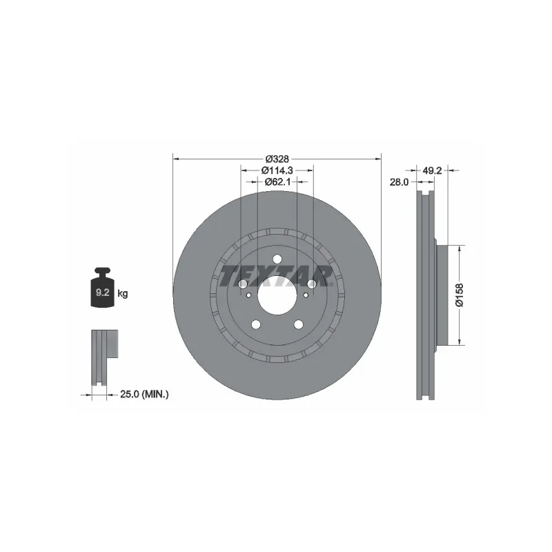 Jeu de 2 disques de frein avant TEXTAR 92259403