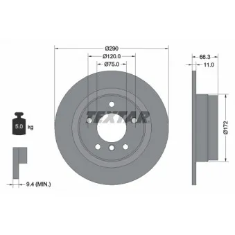 Jeu de 2 disques de frein arrière TEXTAR 92261003