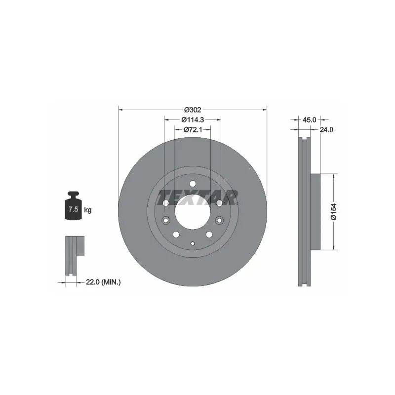 Jeu de 2 disques de frein avant TEXTAR 92261503