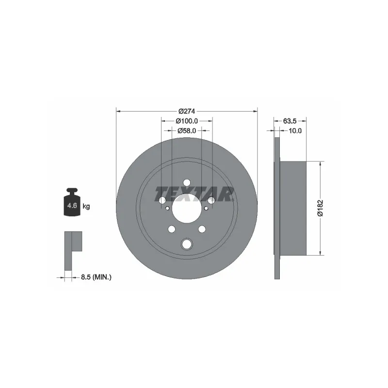 Jeu de 2 disques de frein arrière TEXTAR 92262003
